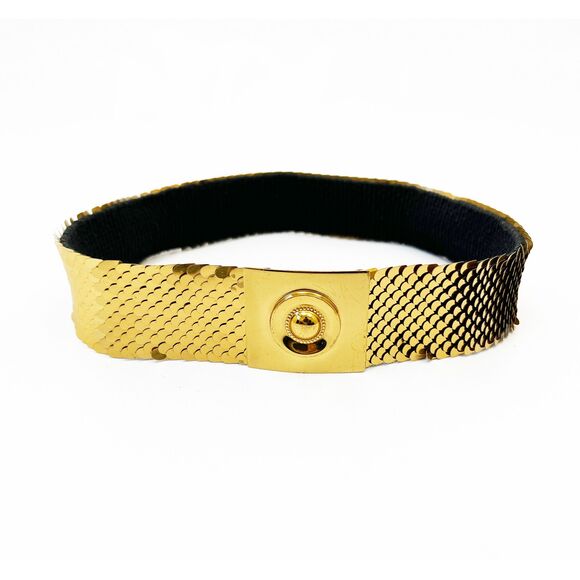 Mid-Century Expandable Gold Tone Metal Stretch Belt